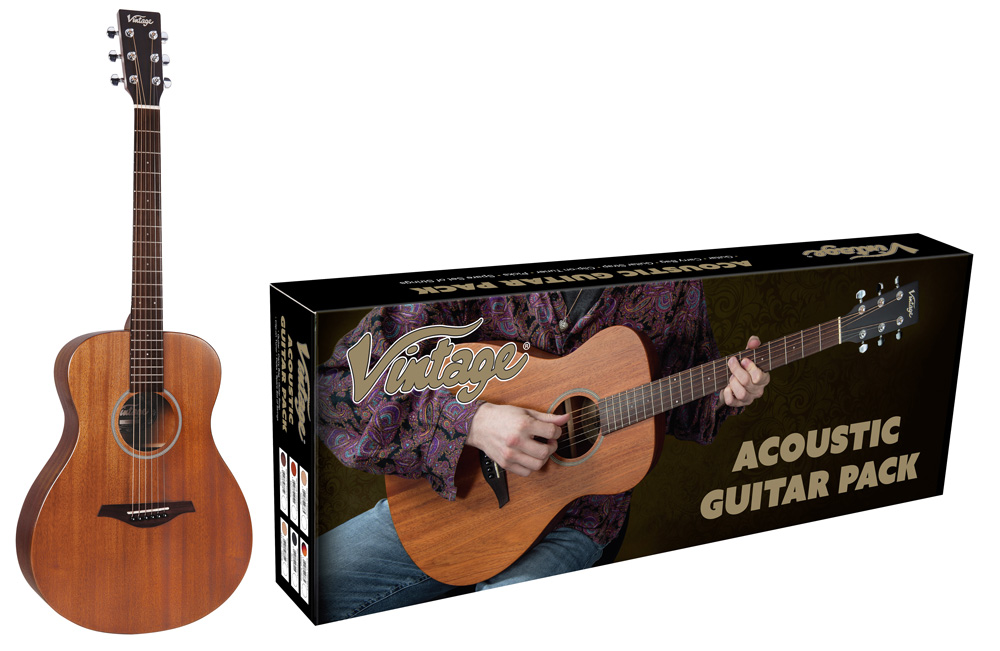 Vintage Acoustic V300MHOFT Gitarre mit Zubehörset