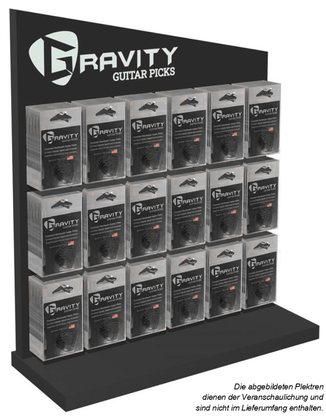 Gravity Tresen-Display schwarz, Logo weiß